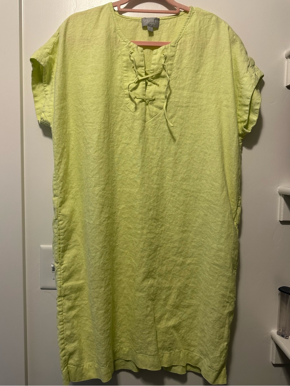 PURE Collection- 100% Linen Women’s Lace Up Neckline Dress. Size 12